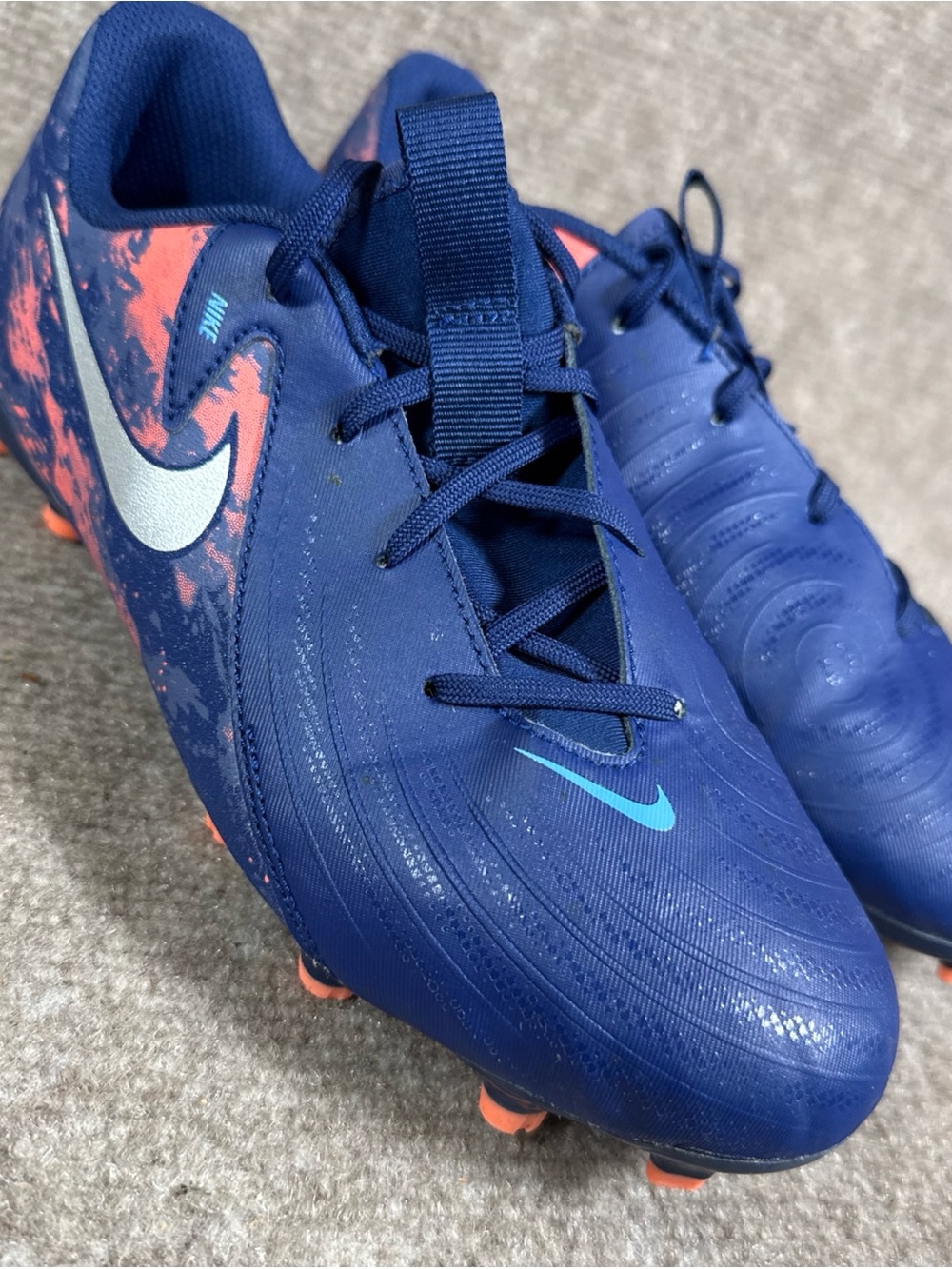Nike Jr. Phantom GX 2 Boys 4.5Y Soccer Cleats Force9 Navy Blue Futbol Shoes